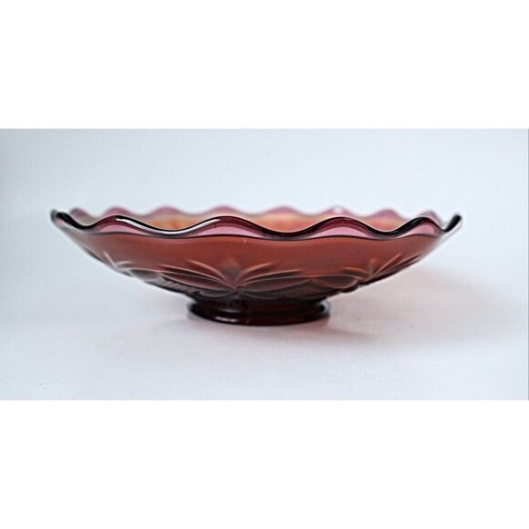 Vintage Carnival Glass Purple Pressed Bottom Footed Bowl Iridescent 1940's - Picture 3 of 4